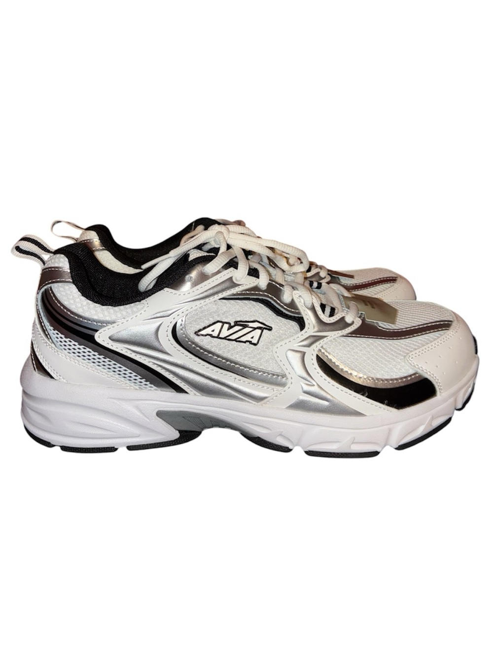 AVIA 5000 Wide Width Women’s Sneakers Size 11W White/Silver Genuine Leather